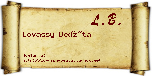 Lovassy Beáta névjegykártya