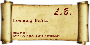 Lovassy Beáta névjegykártya